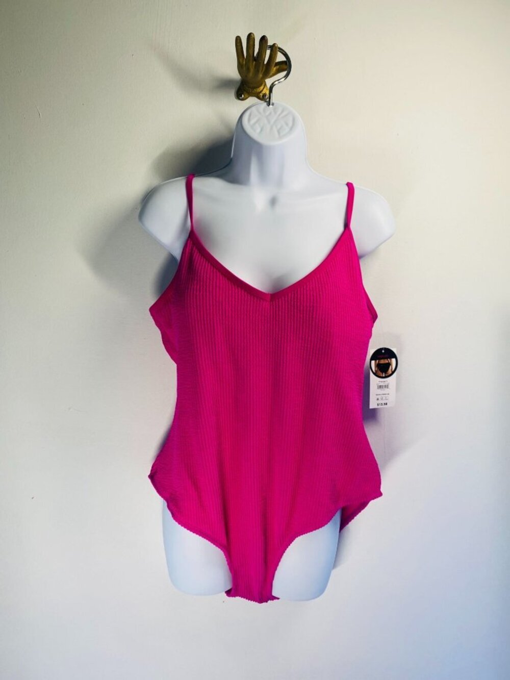 NEW XXL Popcorn Textured One-Piece Swimsuit With High Leg Design Pink Glam Recyc